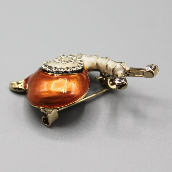Snail pin brooch jewelry fashion gold tone crystals cute adorable animal new - Picture 7 of 11